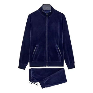 Survêtement en velours pour homme, prix usine raisonnable, nouvelle arrivée, haute qualité, impression de logo personnalisée, léger, avec fermeture éclair. - Product Image 6