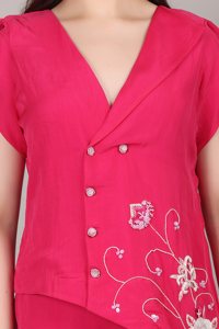 Conjunto de 2 piezas de moda femenina moderna, color rosa, con cuentas de lentejuelas y bordados, ropa elegante de lujo. - Product Image 6
