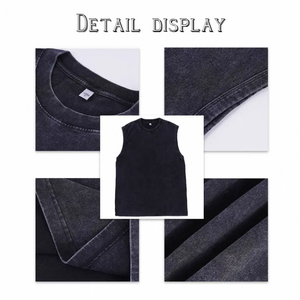 Débardeurs pour hommes de haute qualité en tissu de 180 g, col rond, couleur or - Product Image 2