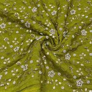 Proveedor Mayorista de Tela de Seda Bordada con Cuentas, Fabricante de Tela de Seda con Trabajo de Bordado en India, Tela de Seda Bordada con Cuentas - Product Image 5