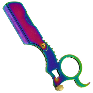 Navaja de afeitar de anillo para dedo, de acero inoxidable, color arcoíris, para depilación, barbería y salón, cuchillo de afeitar recto, para el cuidado masculino, venta al por mayor - Product Image 1