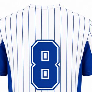 Maillot de baseball bleu roi et blanc pour homme, chemise d'équipe à rayures fines avec boutons sur le devant, uniforme sportif professionnel léger - Product Image 6