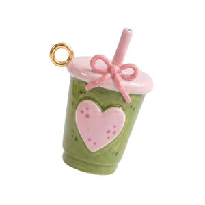 Colgante 3D de taza de latte helado con matcha y crema batida, bonitos dijes de bebidas para llaveros y pulseras DIY - Product Image 2