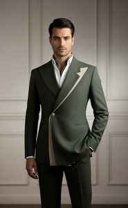 Traje de Esmoquin de Diseño Asimétrico con Paneles en Contraste de Lujo para Hombre - Product Image 3