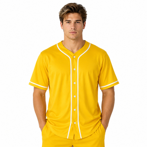 เสื้อเบสบอลผู้ชายสั่งทำขายส่ง OEM เสื้อเบสบอลโลโก้สั่งทำ เสื้อเบสบอลคอวีแขนสั้นสำหรับผู้ชาย - Product Image 6