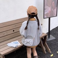 Sac à bandoulière en PU pour enfants, style mode et mignon, avec fermeture éclair, sangle unique, nœud décoratif, couleur unie, sac à main parent-enfant pour petites filles
