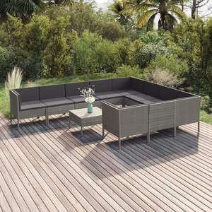 Conjunto Modular Grande de Muebles de Jardín de Ratán PE Gris, Muebles Modulares de Exterior de Primera Calidad - Product Image 1