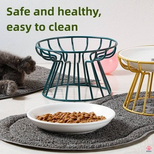 Comedero Elevado de Cerámica Nórdica para Gatos con Soporte Metálico Antideslizante, Plato para Comida y Snacks para Mayor Comodidad del Cuello - Product Image 3