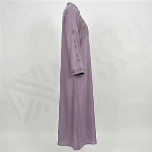 Conjunto de Abaya Larga Casual y Elegante de Verano con Frente Abierto para Eventos Especiales, Vestido Musulmán Modesto para Mujeres con Adornos de Cuentas - Product Image 3