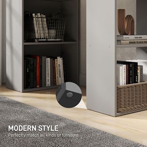 Scrivania Moderna Compatta Grigia con 6 Ripiani Portaoggetti, Tavolo da Scrittura e Postazione di Lavoro con Libreria per Ufficio Domestico - Product Image 6