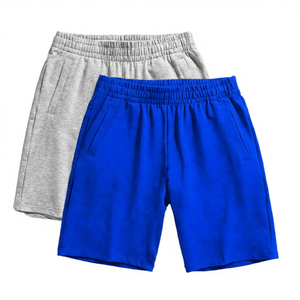 Shorts Bermuda décontractés pour hommes, couleur unie, taille élastique, en coton respirant avec poches, noir et gris - Product Image 3