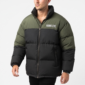 Veste matelassée d'hiver pour homme, coupe-vent en polyester, col montant, blocs de couleur, coupe régulière, décontractée, pour l'extérieur - Product Image 4