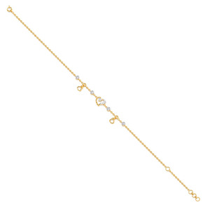 Pulsera de Cadena con Diamantes y Motivo de Corazón Abierto Asimétrico con Pequeños Corazones - Product Image 5