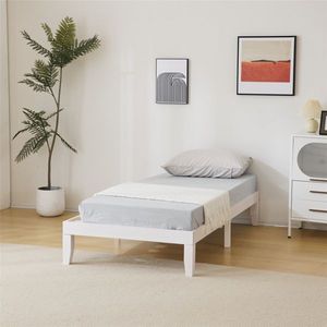Cadre de lit en bois blanc délavé, confortable, disponible en tailles Twin, Queen, King et Double, style panneau en bois pour lits plateforme et lits Murphy - Product Image 4
