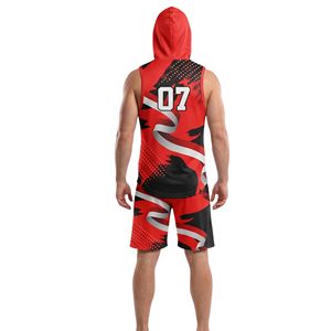 Ensembles d'entraînement de football en polyester et élasthanne, gilet à capuche et short de match sublimé 7v7, vente en gros - Product Image 2