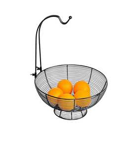 Panier à fruits minimaliste en fil métallique avec poignée pour usage domestique, design durable, bol de service moderne pour fruits et collations - Product Image 1