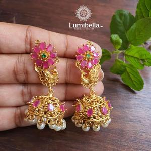 Peacock Drop Earrings Lightweight Zinc Alloy with Zircon Pearl Diamond for Wedding Party - Product Image 3