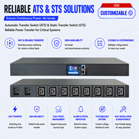 Commutateur de transfert statique (STS) ATS 5ms, commutateur de séquençage d'alimentation à 8 prises IEC C19, système d'exécution de fabrication (MES) SNMP MQTT