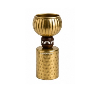 Custom Design Hand-Made Brass Incense <b>Burner</b> With Wooden Base And Decorative Inlay <b>For</b> Religious Use - Product Image 1