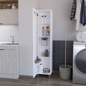 Buccan Five-<b>Shelf</b> Storage Cabinet with White Finish Wicker Laundry <b>Baskets</b> - Product Image 5