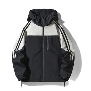 Men's Hooded <b>Racer</b> <b>Jacket</b> Color Blocking Windproof Sporty Style Polyester Zipper Closure Autumn Wear - Product Image 3
