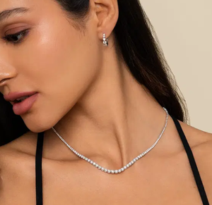 Collier tennis élégant en or massif 10 carats avec diamants Moissanite ronds brillants, bijoux fins de luxe de haute qualité pour femmes, vente en gros - Product Image 3
