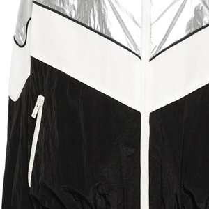 Chaqueta Cortavientos Impermeable Gruesa Unisex Personalizada Letizia, Diseño Color Block en Negro, Blanco y Plateado, Cierres Laterales y Delanteros, Tallas Grandes - Product Image 3