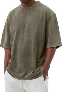 100% coton lavé à l'acide T-Shirt pour hommes Style décontracté intelligent avec motif Design tissu tricoté 180 grammes poids - Product Image 5