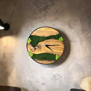 Forest Stream Wooden <b>Clock</b> Emerald Valley Moss <b>Clock</b> Woodland River Artisan <b>Clock</b> Nature Flow Wood And Moss <b>Clock</b> Evergreen Cany - Product Image 4
