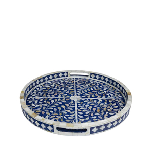 ถาดลายดอกไม้สีดำและสีเงินประดับมุกหรูหราสำหรับเสิร์ฟกาแฟ - Product Image 3