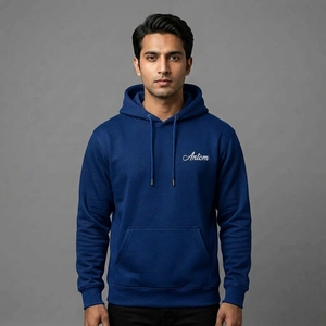 Sweat-shirt à capuche noir pour homme avec logo brodé, poche avant, coupe décontractée en molleton, idéal pour l'automne - Product Image 4