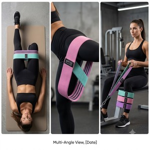 Bandes de Résistance en Coton HTTC – 2 Bandes Élastiques Larges Respirantes pour Entraînement, Yoga, Exercice, Hommes et Femmes, Toutes Saisons, Couleur Unie - Product Image 4