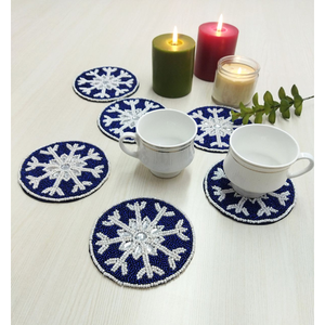 Nordic Design Artisan Hand Beaded Glass <b>Coasters</b> Waterproof for Dining Table Crafted by Artisan Craft - Product Image 1