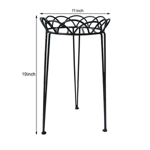 Support de pot de fleurs en métal noir, longueur 19 pouces, diamètre 11 pouces, support de pot pour plantes d'intérieur et d'extérieur, décoration pour la maison, le bureau et le jardin - Product Image 2