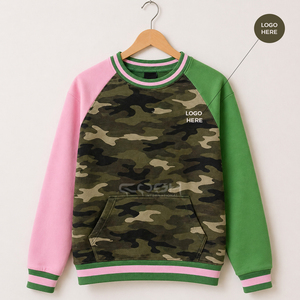 Sudadera Casual Cosh International Sisterhood Sorority con Bloques de Color Camuflaje, Manga Rosa y Verde, Cuello Redondo y Bolsillo - Product Image 4