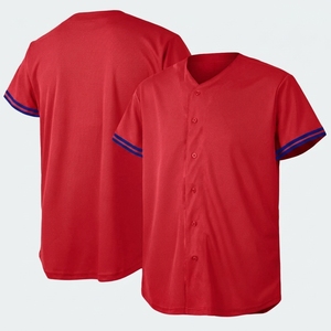 Camiseta de Béisbol para Hombre, Bordada, Uniforme de Béisbol de Canadá y Estados Unidos, Manga Corta, Cuello en V, Cierre de Botones - Product Image 1