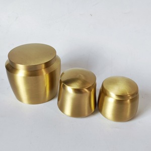 Set of 3 Plain Gold Metal Containers Perfect for Kitchen Storage Pulses Spices Snacks And Dry Food Organizer From India - Product Image 3
