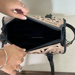Sac à main Western de luxe haut de gamme en cuir véritable, orné de motifs floraux, écologique, durable, léger, moyen, style cowgirl - Product Image 6