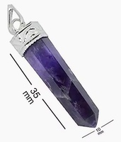 Collar con Colgante de Amatista Natural Morada al por Mayor, Piedra de Cuarzo Curativa con Punta de Cristal de 35-40mm, Cadena Plateada, Reiki