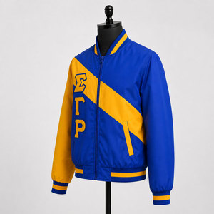 Veste universitaire personnalisée avec lettres grecques, bleu et or, coupe-vent pour fraternité, sororité, équipe universitaire, sports, baseball, streetwear - Product Image 3