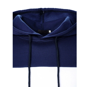 Sweat-shirt à capuche pour homme, style patchwork color block, coupe classique, tricoté, décontracté, automne, bleu, blanc, rouge - Product Image 5