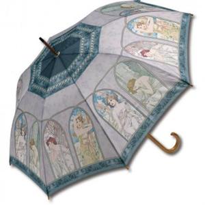 AU-02224 salto in legno ombrello Mucha Art "flusso di tempo e rose" - Product Image 1