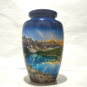 Glossy Finish Aluminum Urn for Human Ashes Adult Size - Shiny Texture Metal Cremation Urn - Solid Body <b>Memorial</b> <b>Vase</b> for Funeral - Product Image 2