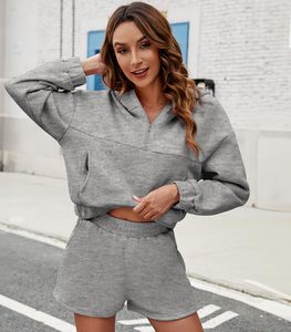 Ensemble décontracté pour femme : sweat à capuche et short, 100 % coton, léger, séchage rapide, respirant, logo personnalisé, vente en gros - Product Image 3