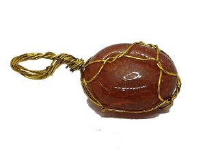 Colgante de Cristal Natural de Cornalina Roja Pulida con Envoltura de Alambre, Engaste de Bisel de Pirita, Amuleto Clásico de Moda, Piedra de Tendencia - Product Image 4