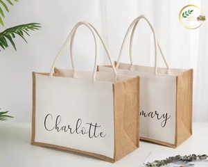 กระเป๋าชายหาดผ้ากระสอบพิมพ์โลโก้ตามสั่ง เป็นมิตรกับสิ่งแวดล้อม เหมาะสำหรับใช้เป็นของแจกส่งเสริมการขายและของขวัญองค์กร - Product Image 2