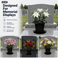 Support de fleurs pour tombe en plastique noir à 16 trous, pour décoration de pierre tombale, vente en gros