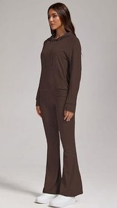 Conjunto de Sudadera con Capucha y Pantalones de Felpa para Mujer, 2 Piezas, Color Sólido, Corte Holgado, Casual, Manga Larga, 100% Algodón, Transpirable, 400g - Product Image 4