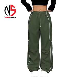 Pantalon de survêtement large en nylon pour homme Nurak, coupe décontractée, taille élastique, coupe-vent, color block, style streetwear, collection 2026 - Product Image 1