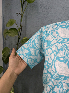 Chemise décontractée pour homme à manches courtes, imprimée à la main, motif floral, 100% coton respirant, col rabattu noir, style été, ODM - Product Image 2